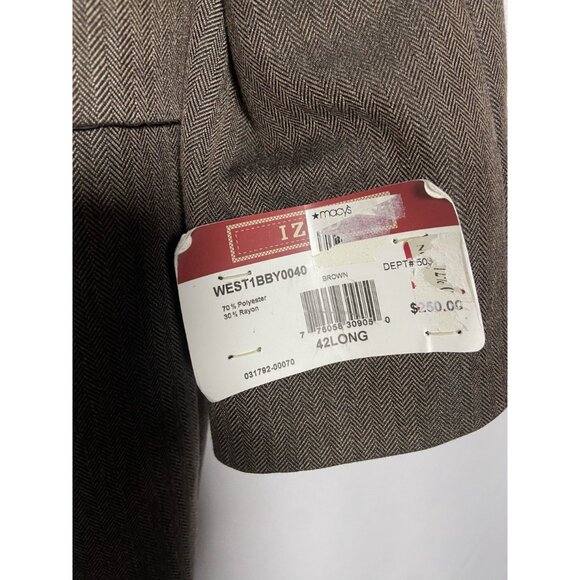 Izod Mens Brown 2 Button Blazer Sport Coat 42L Polyester/Rayon NWT - Picture 4 of 16
